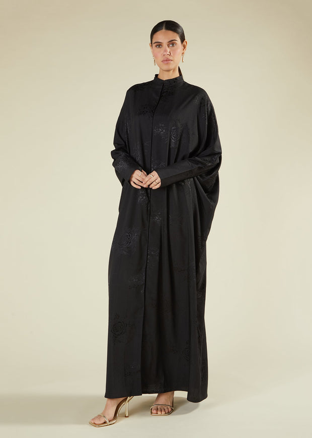 Navy Blue Pearl-Trimmed Abaya